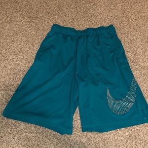 Nike dri-fit teal athletic mens shorts mesh pockets